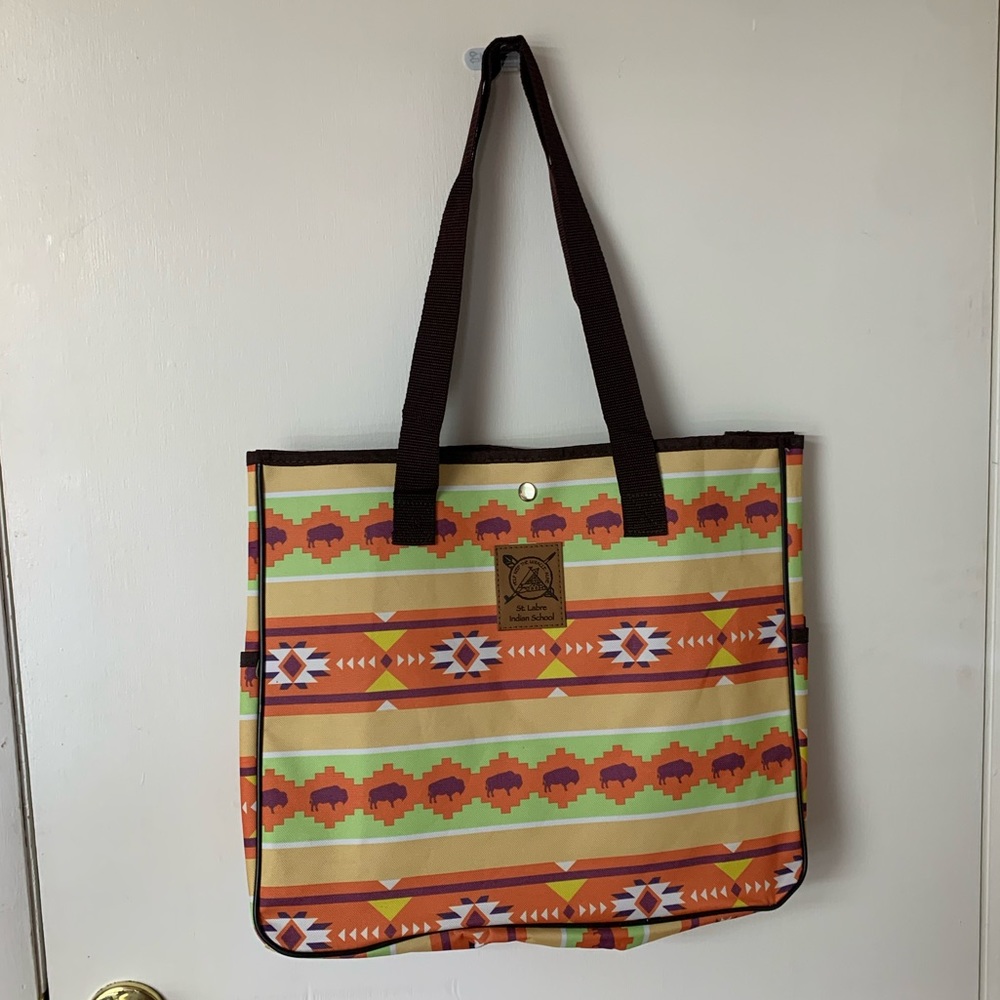 Tribal style bison tote bag from St.Labra Indian School